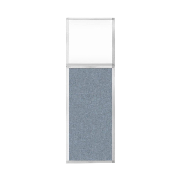 Hush Panel Configurable Cubicle Partition 2' x 6' W/ Window Powder Blue Fabric Clear Window
